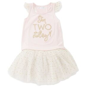 Mud Pie Pink and Gold Second Birthday Tutu Outfit
